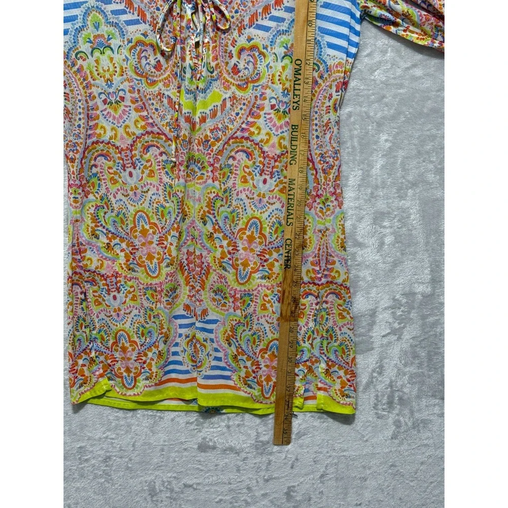Profile Blush Cover Up M/M Multi Color Paisley V Neck Swim‎ Beach Resort